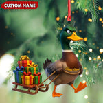 Blisscorners Funny Duck Acrylic Christmas Ornament - Mallard Pulling Gifts, Unique Christmas Gift for Hunters