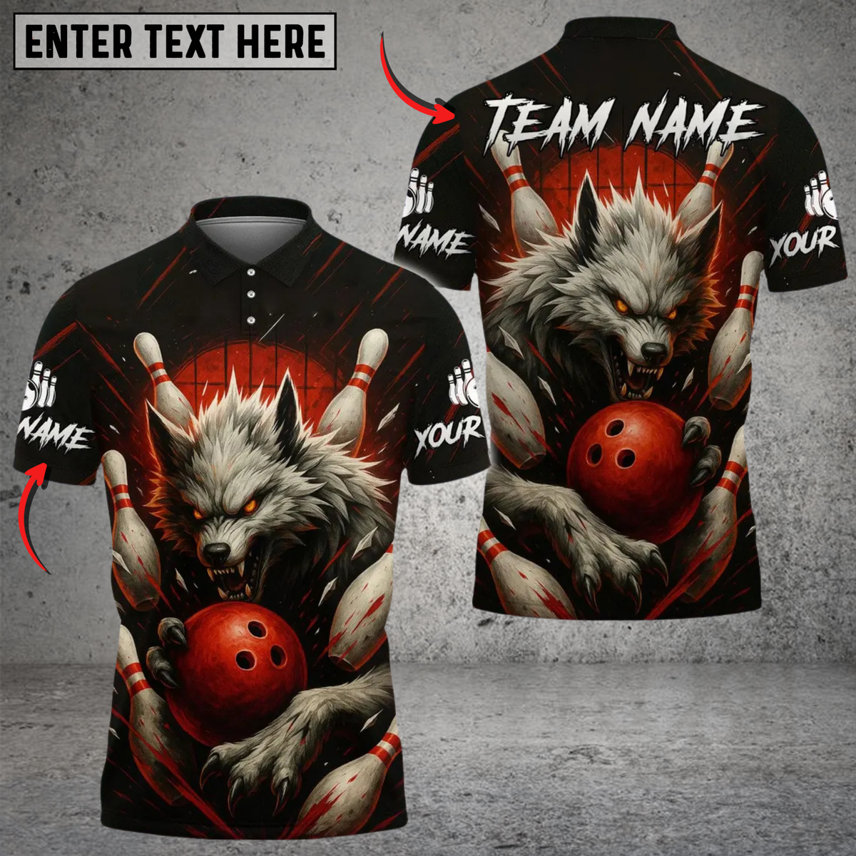 Blisscorners Werewolf Bowling Multicolor Customized Name, Team Name 3D Shirts