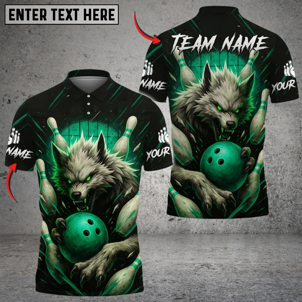 Blisscorners Werewolf Bowling Multicolor Customized Name, Team Name 3D Shirts