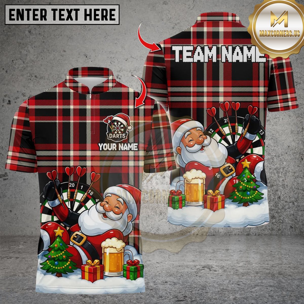Blisscorners Darts Santa Claus And Beer With Dartboard Personalized Name 3D Unisex Shirt
