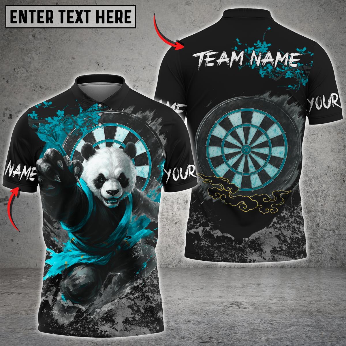 Blisscorners Kung Fu Panda Darts Multicolor Customized Name, Team Name 3D Shirts