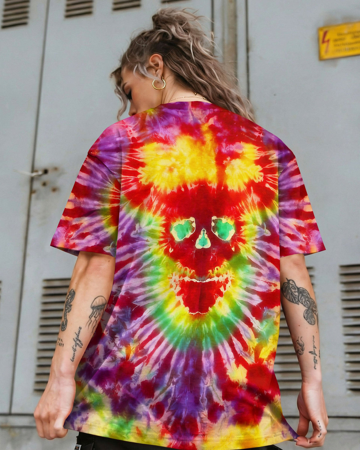 BLISSCORNERS DEMON SKULL TIE DYE  ALL OVER PRINT