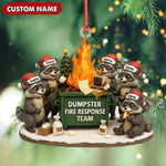Blisscorners Personalized Dumpster Fire Response Team Christmas Ornament, Custom Name Raccoon Office Crew Gift, Funny Workplace Dumpster Fire Holiday Decor