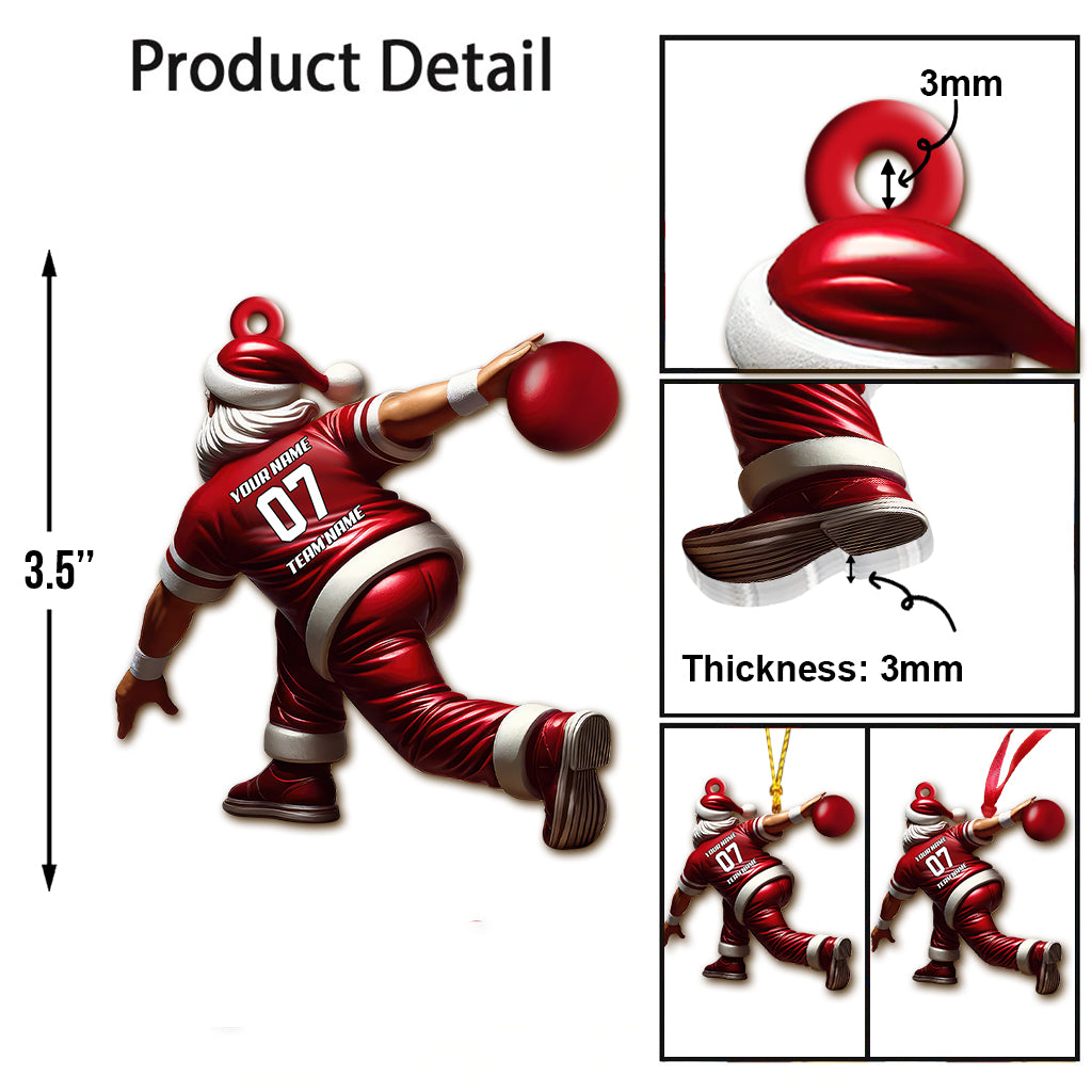 Blisscorners Custom Name Bowling Santa Ornament, Bowling Lover Christmas Gifts2D Flat LM2211