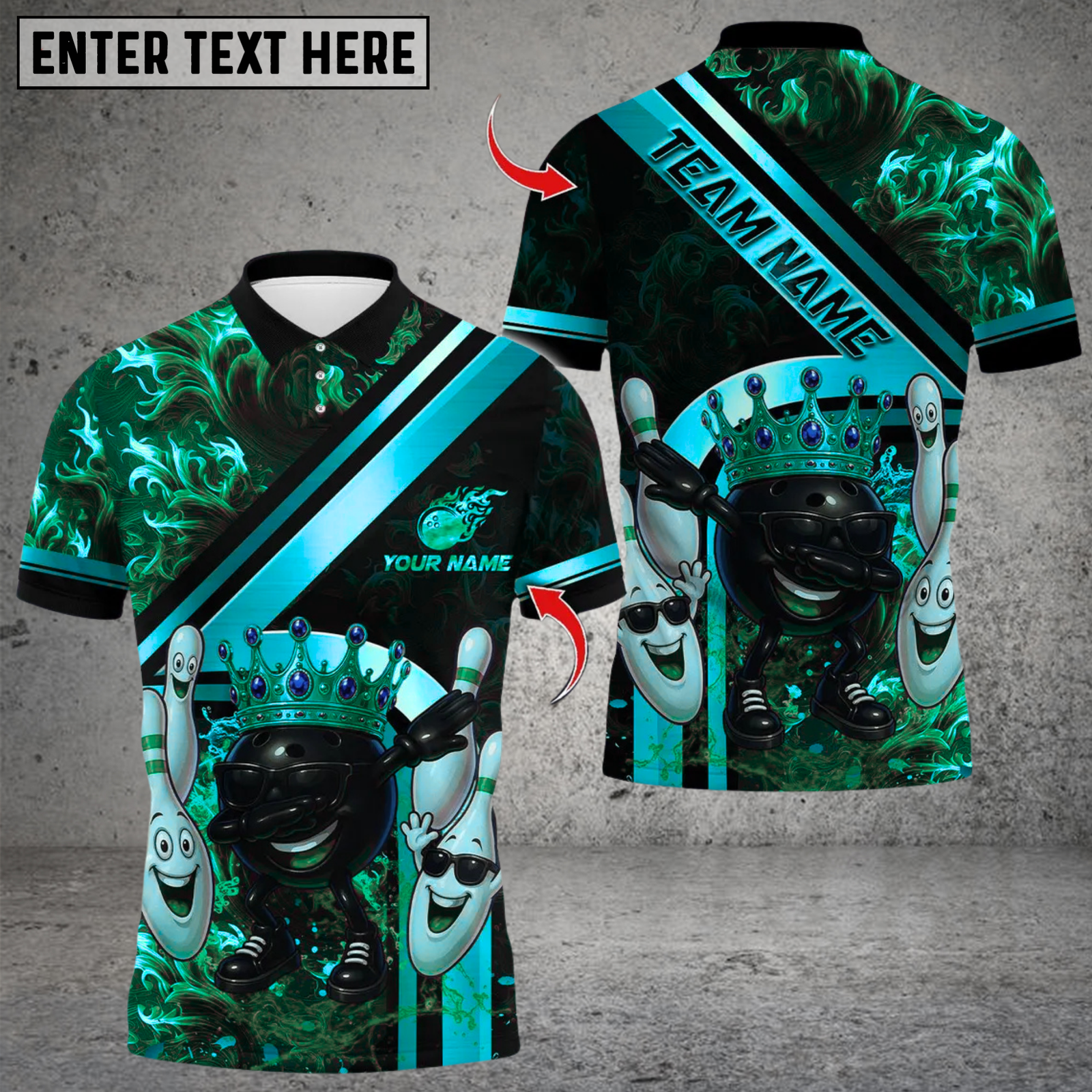 Blisscorners Royal Flames Bowling Multicolor Customized Name, Team Name 3D Shirts