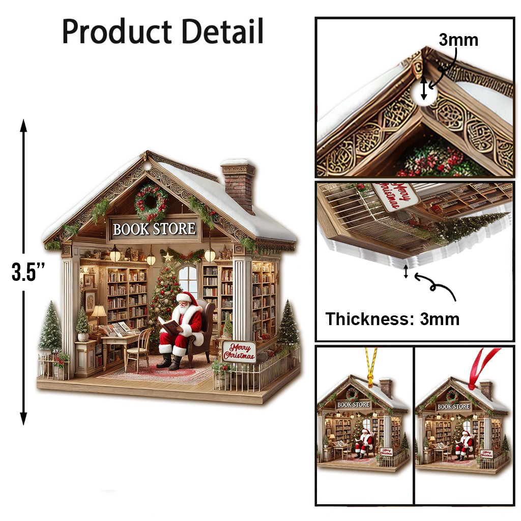 Blisscorners Custom Name Book Store Ornament, Book Lover Christmas Gift2D Flat LM2211