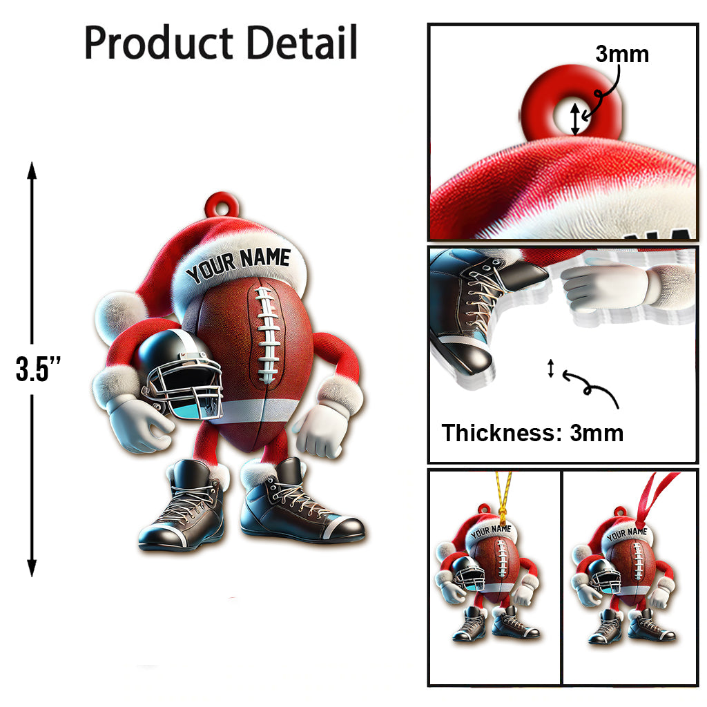 Blisscorners Custom Name Rugby Ornament, Rugby Lover Christmas Gift2D Flat LM2211
