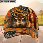 Blisscorners USA Flag Deer Hunting Camouflage Pattern Multicolor Personalized Name 3D Cap
