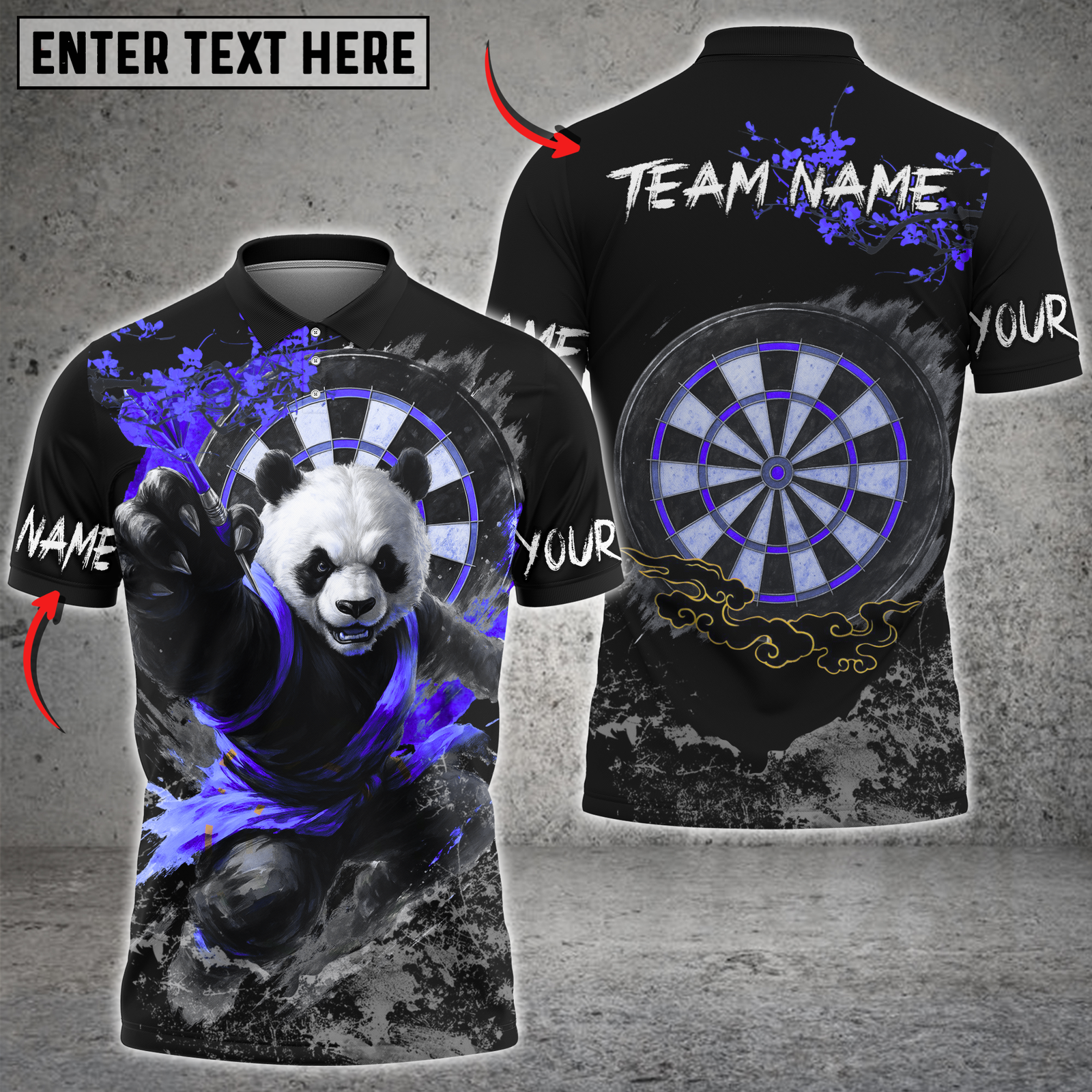 Blisscorners Kung Fu Panda Darts Multicolor Customized Name, Team Name 3D Shirts