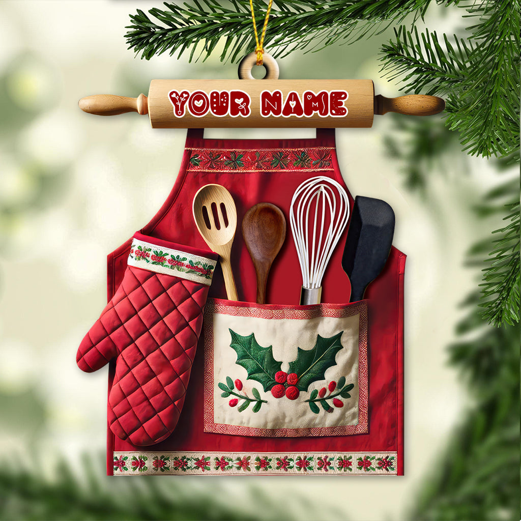 Blisscorners Custom Name Baker Ornament, Christmas Gift for Baker Lover2D Flat LM2211
