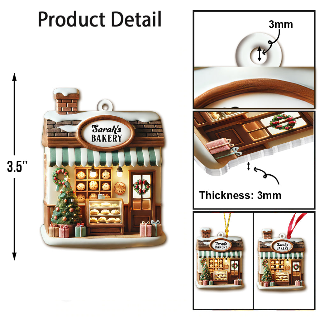Blisscorners Custom Name Bakery Store Ornament, Bakery Store Christmas Decoration 32D Flat LM2211