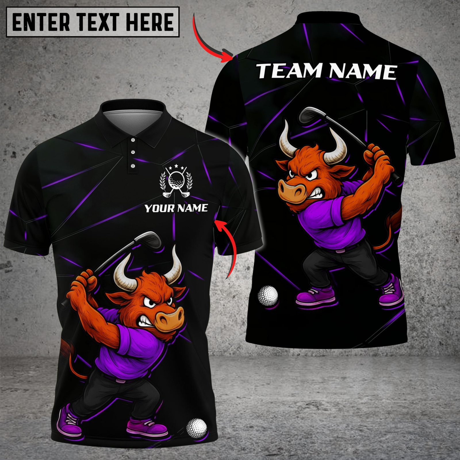Blisscorners Bull Power Drive Golf Polo Shirt, Customized Name & Team Name 3D Shirts (4 Colors)