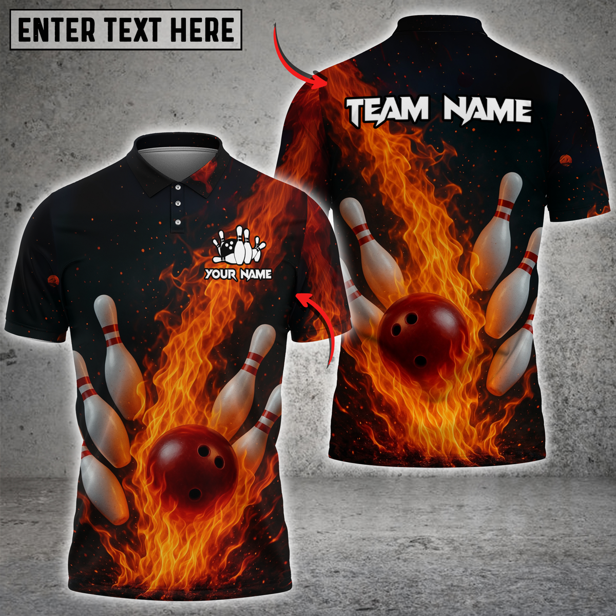 Blisscorners Inferno Strike Bowling Customized Name, Team Name Unisex Shirt