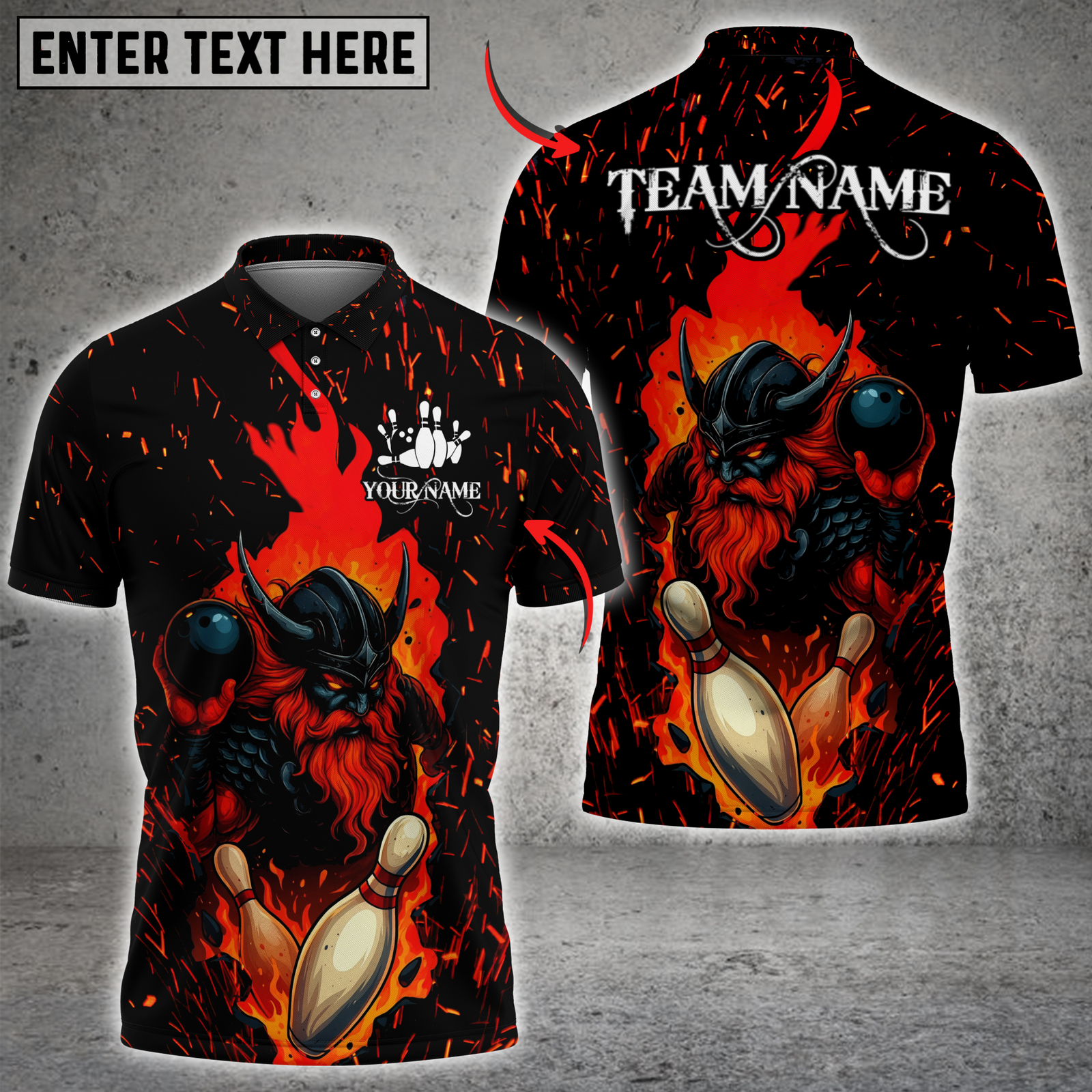 Blisscorners Viking Flame Bowling Multicolor Customized Name, Team Name 3D Shirts