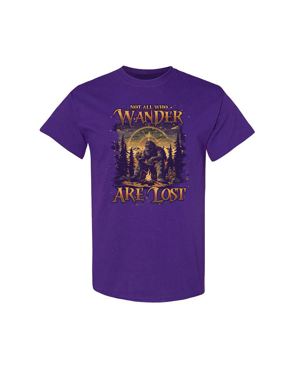 BLISSCORNERS NOT ALL WHO WANDER ARE LOST BIGFOOT COMPASS  COTTON SHIRT