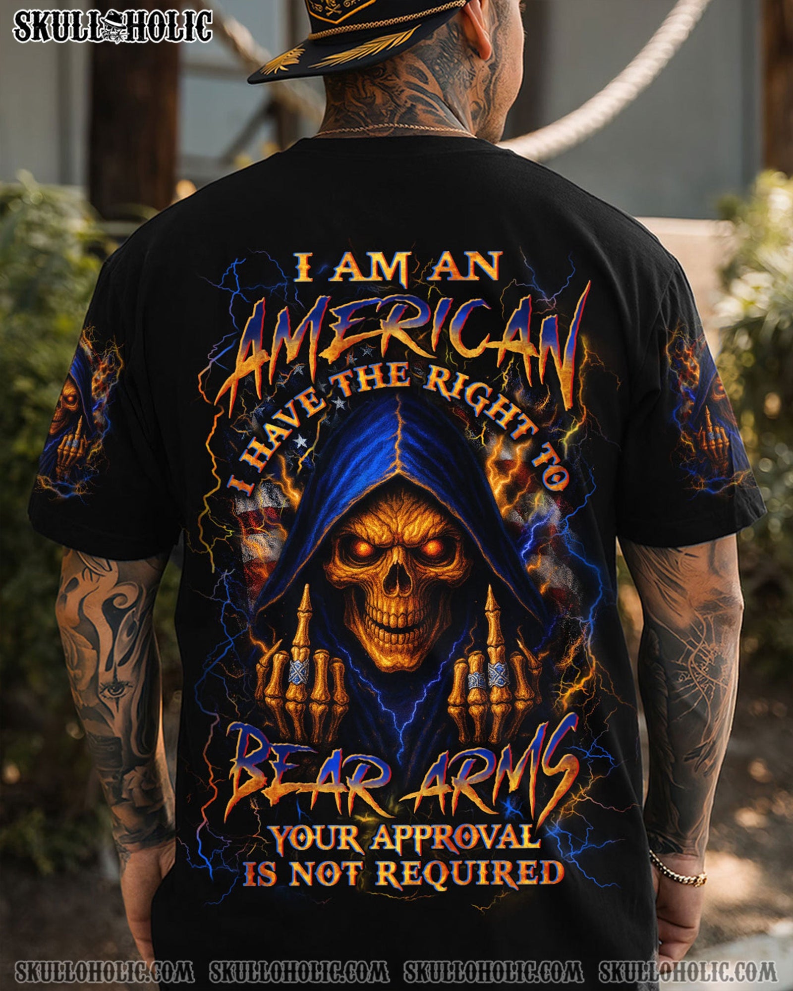 BLISSCORNERS I AM AN AMERICAN SKULL ALL OVER PRINT