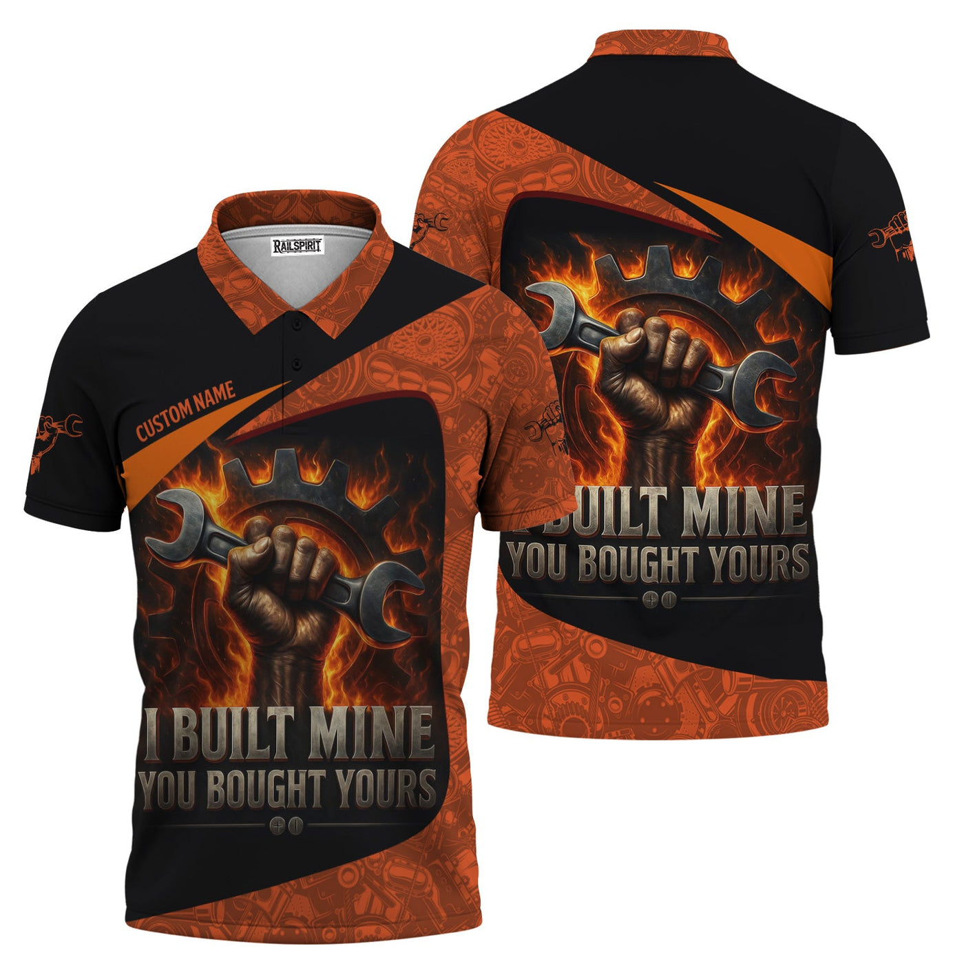 Blisscorners Personalized Mechanic Shirt, I Built Mine You Bought Yours, Flame Design, Gift For Men
