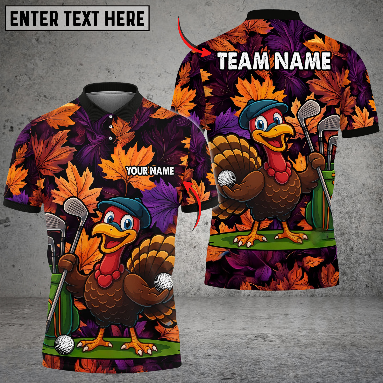 Blisscorners Turkey Swing Golf Polo Shirt, Custom Name & Team Name Golf 3D Shirts12