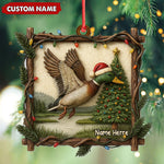 Blisscorners Personalized Flying Duck Christmas Ornament, Custom Name Hunting Gift for Outdoor Lovers LM0411