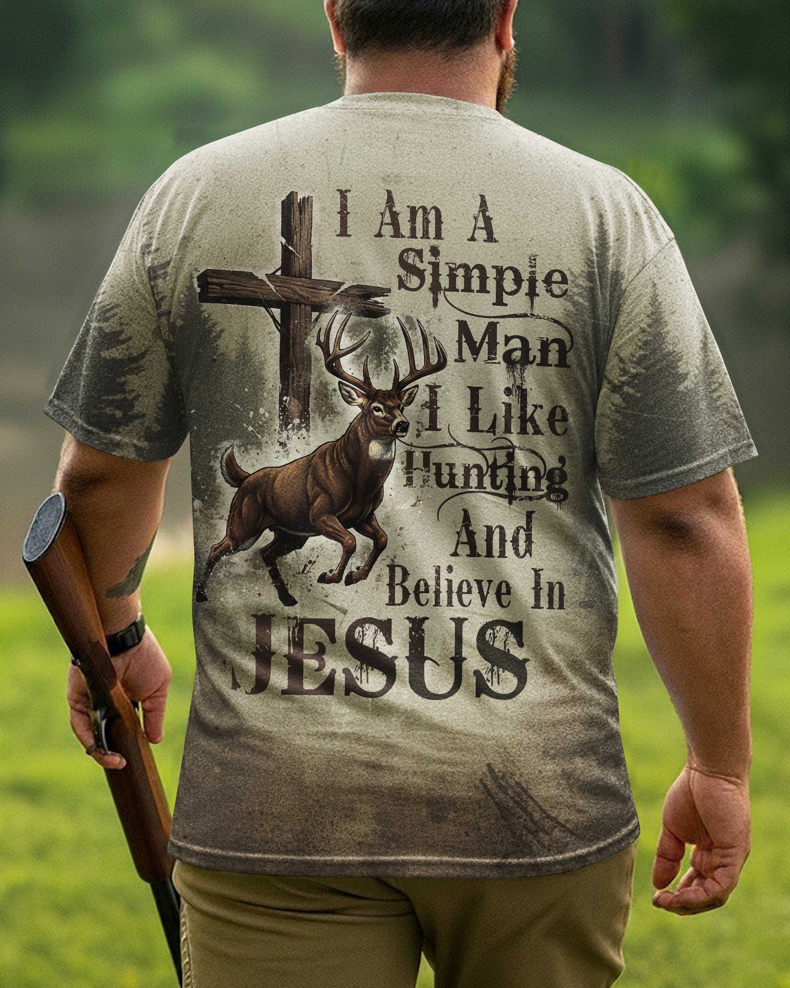 Blisscorners I Like Hunting And Believe In Jesus Personalized Hunting 3D Shirt