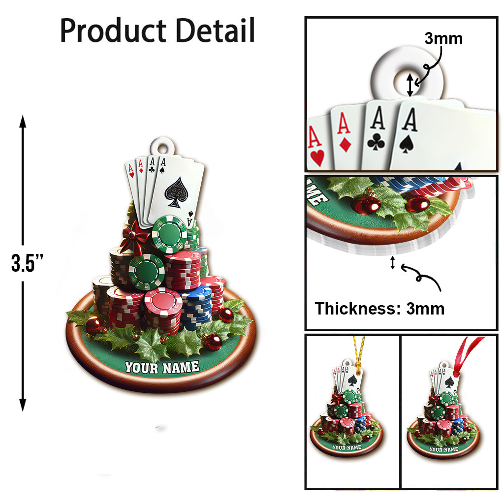 Blisscorners Custom Name Poker Ornament, Poker Christmas Gift2D Flat LM2211