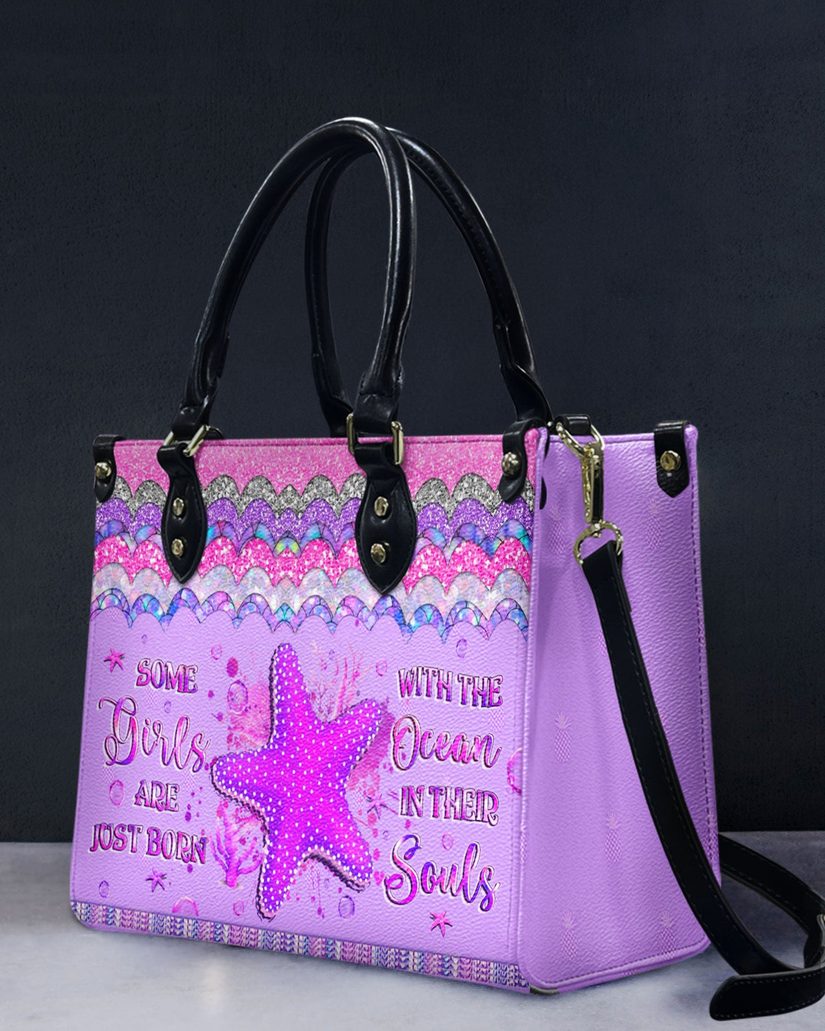 BLISSCORNERS SOME GIRLS ARE JUST BORN STARFISH LEATHER HANDBAG
