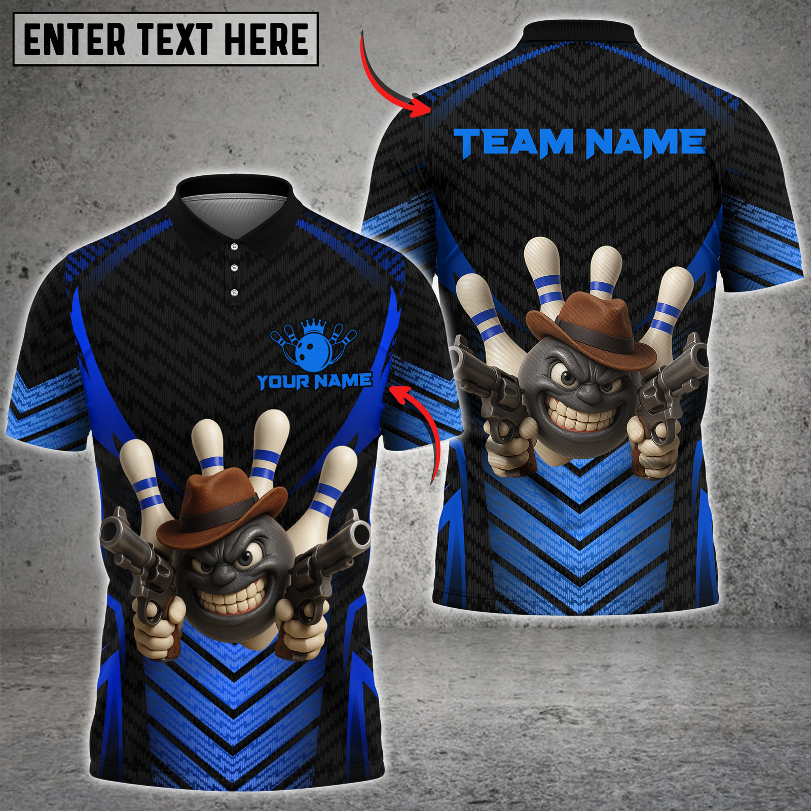 Blisscorners Gangster Bowling Multicolor Customized Name, Team Name 3D Shirts