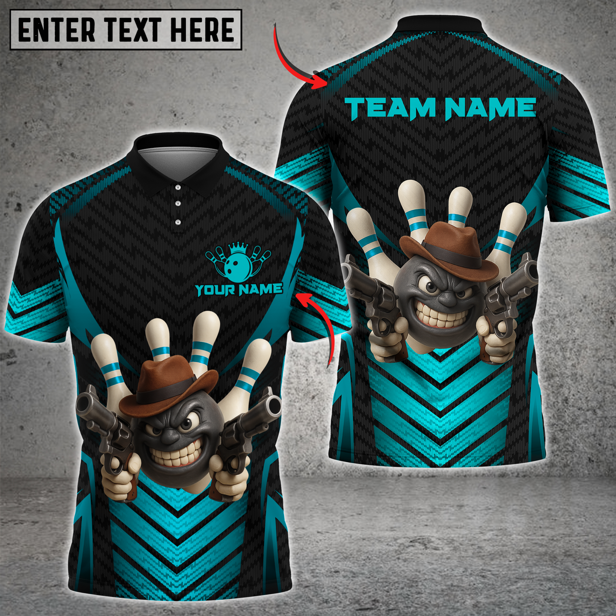 Blisscorners Gangster Bowling Multicolor Customized Name, Team Name 3D Shirts