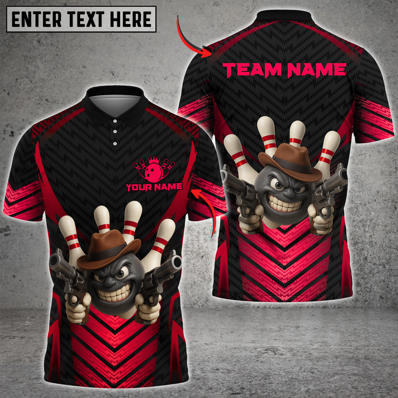 Blisscorners Gangster Bowling Multicolor Customized Name, Team Name 3D Shirts