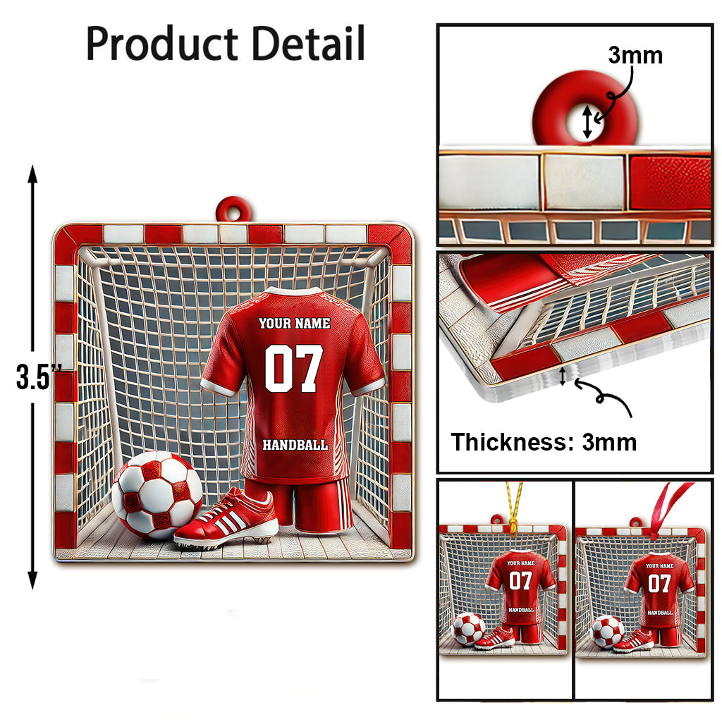 Blisscorners Custom Name and Number Handball Ornament, Christmas Gift for Handball Lovers2D Flat LM2211