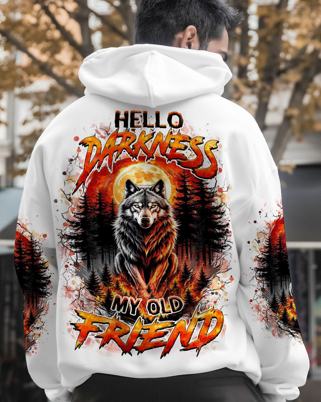 BLISSCORNERS HELLO DARKNESS MY OLD FRIEND WOLF ALL OVER PRINT