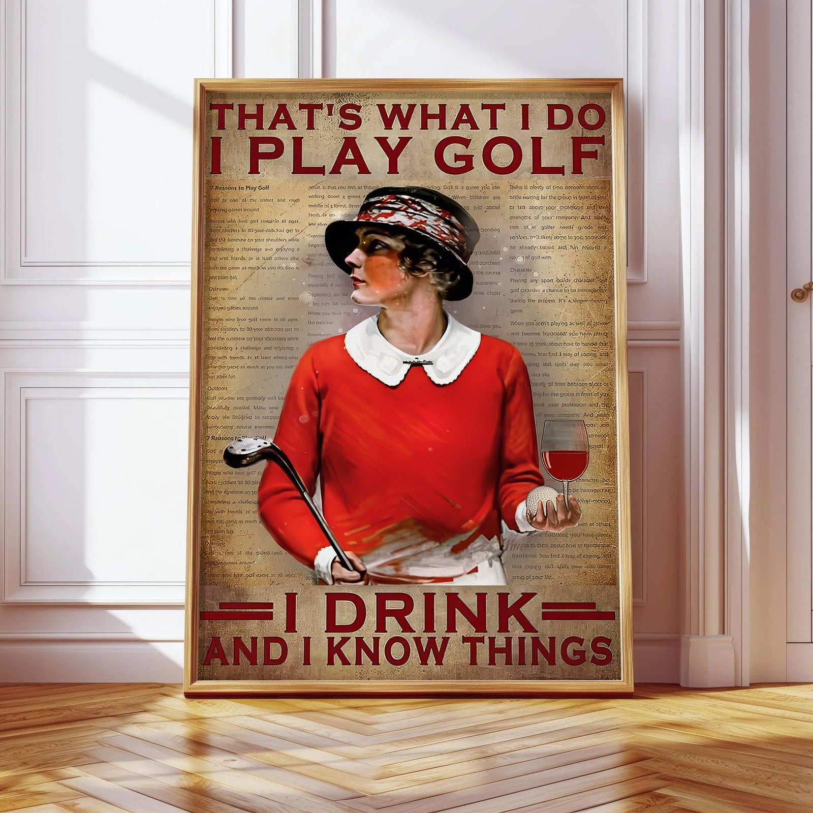 Blisscorners That's What I Do I Play Golf I Drink And I Know Things Canvas Wall Art, Golf Decor, Gift For Golf Lovers LM2611