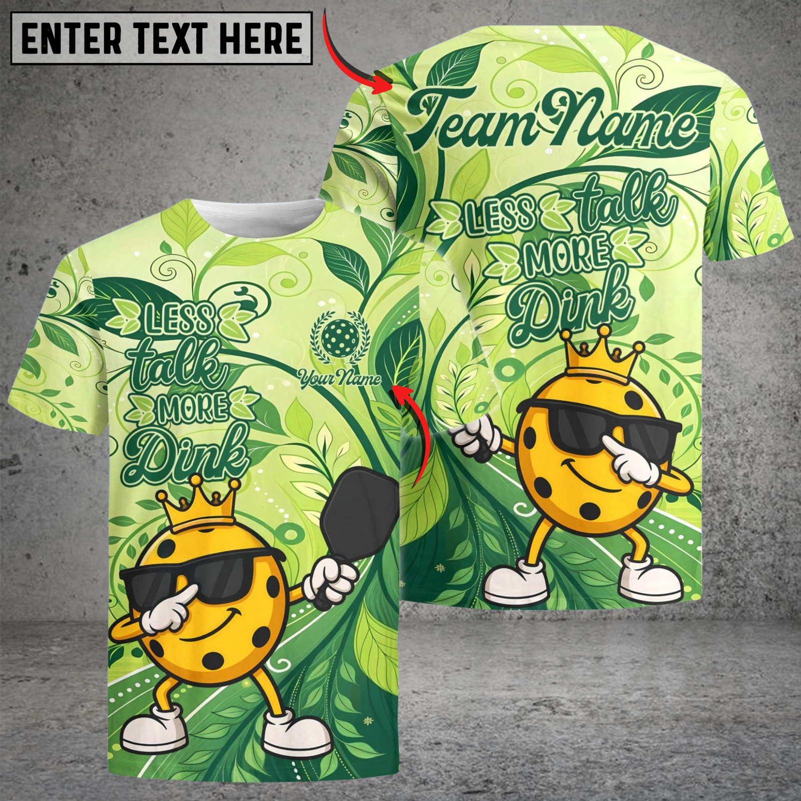 Blisscorners Less Talk More Dink – Crowned Pickleball King Personalized Name, Team Name Unisex Shirt 10