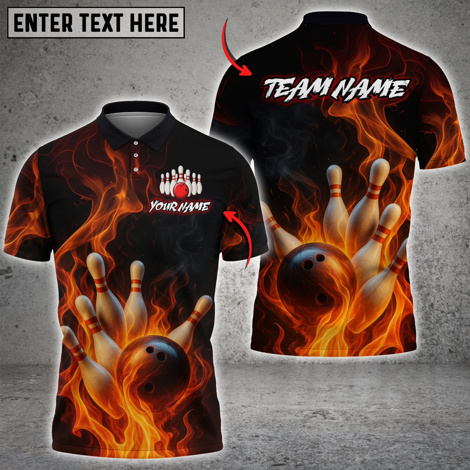 Blisscorners Flaming Strike Bowling Multicolor Customized Name, Team Name 3D Shirts