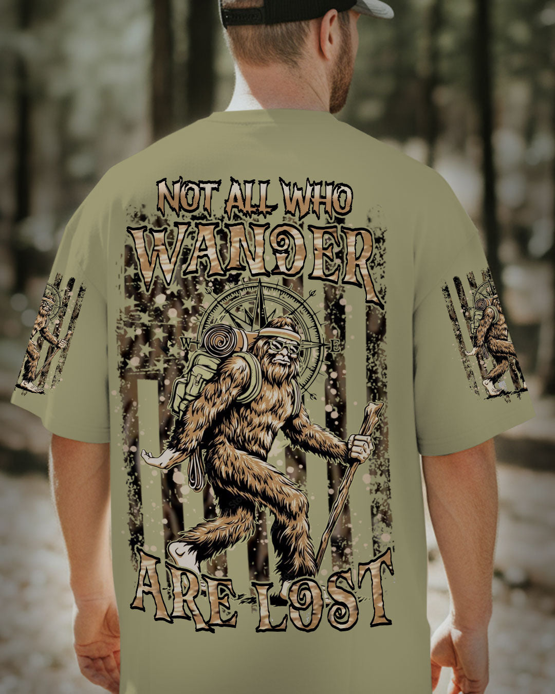 BLISSCORNERS NOT ALL WHO WANDER ARE LOST BIGFOOT ALL OVER PRINT