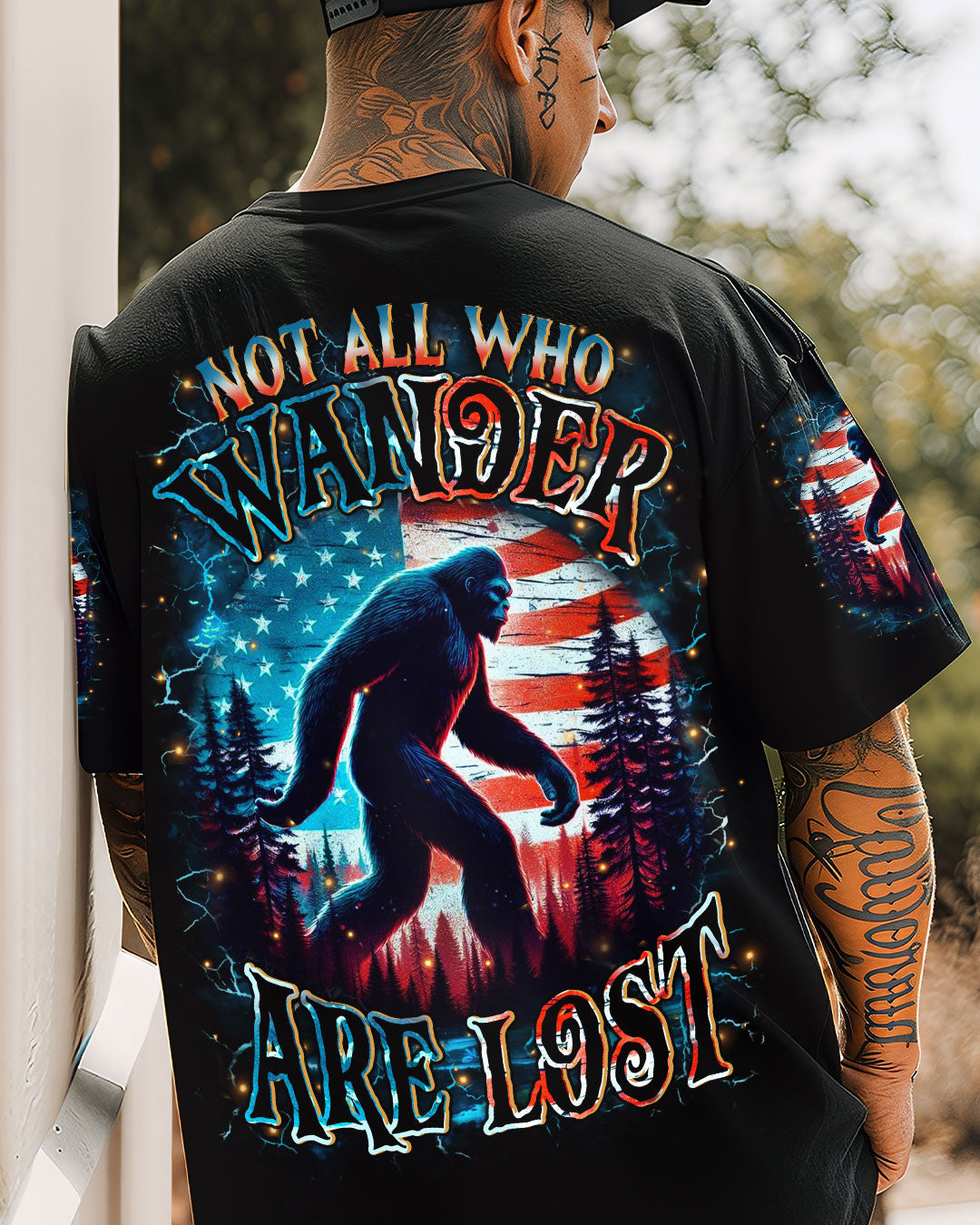 BLISSCORNERS NOT ALL WHO WANDER ARE LOST BIGFOOT ALL OVER PRINT