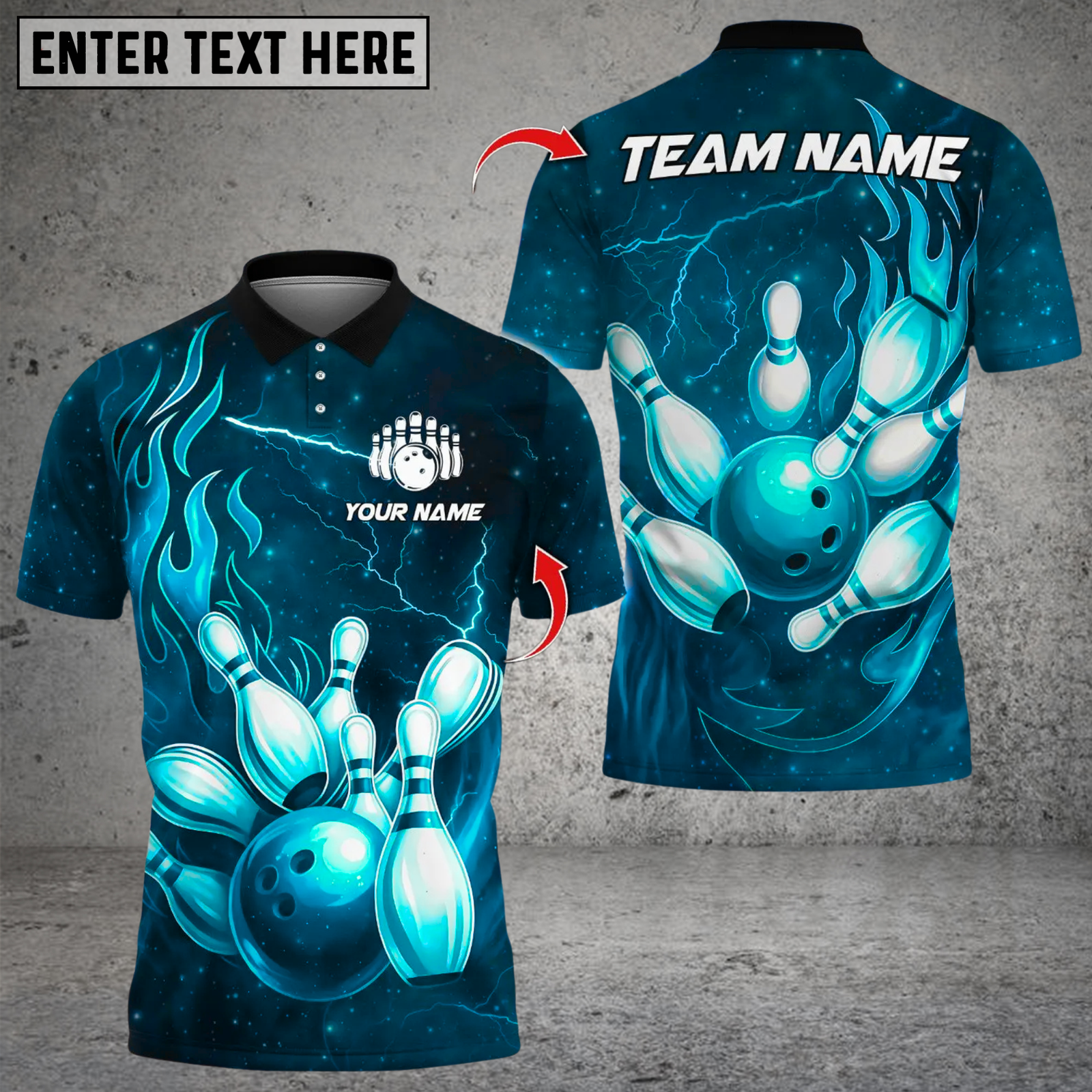 Blisscorners Flame Thunder Bowling Multicolor Customized Name, Team Name 3D Shirts