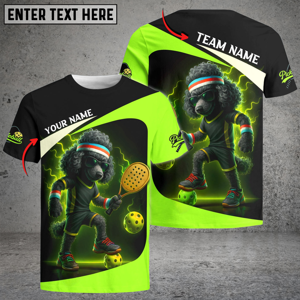 Blisscorners Pickleball Electric Poodle Power Customized Name &amp; Team Name 3D Shirts