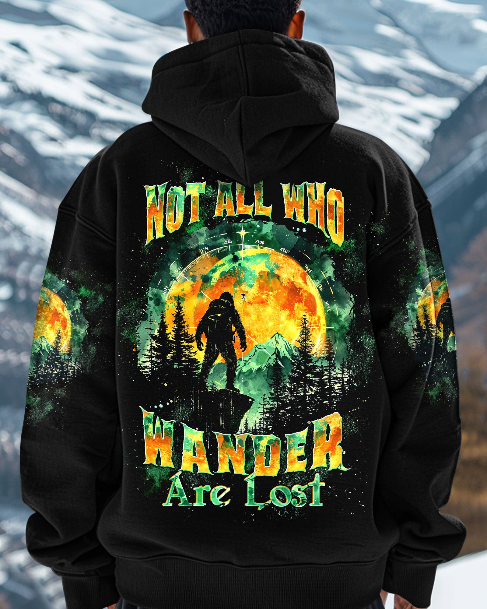 BLISSCORNERS NOT ALL WHO WANDER ARE LOST  BIGFOOT ALL OVER PRINT