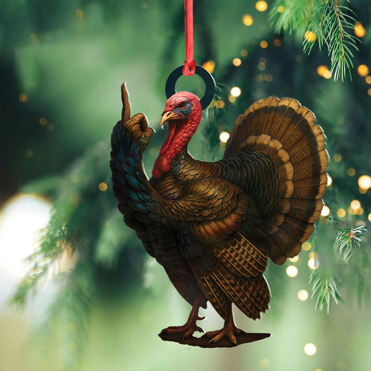 Blisscorners Personalized Funny Turkey Acrylic Ornament - Hilarious Christmas Decoration for Hunters LM0411