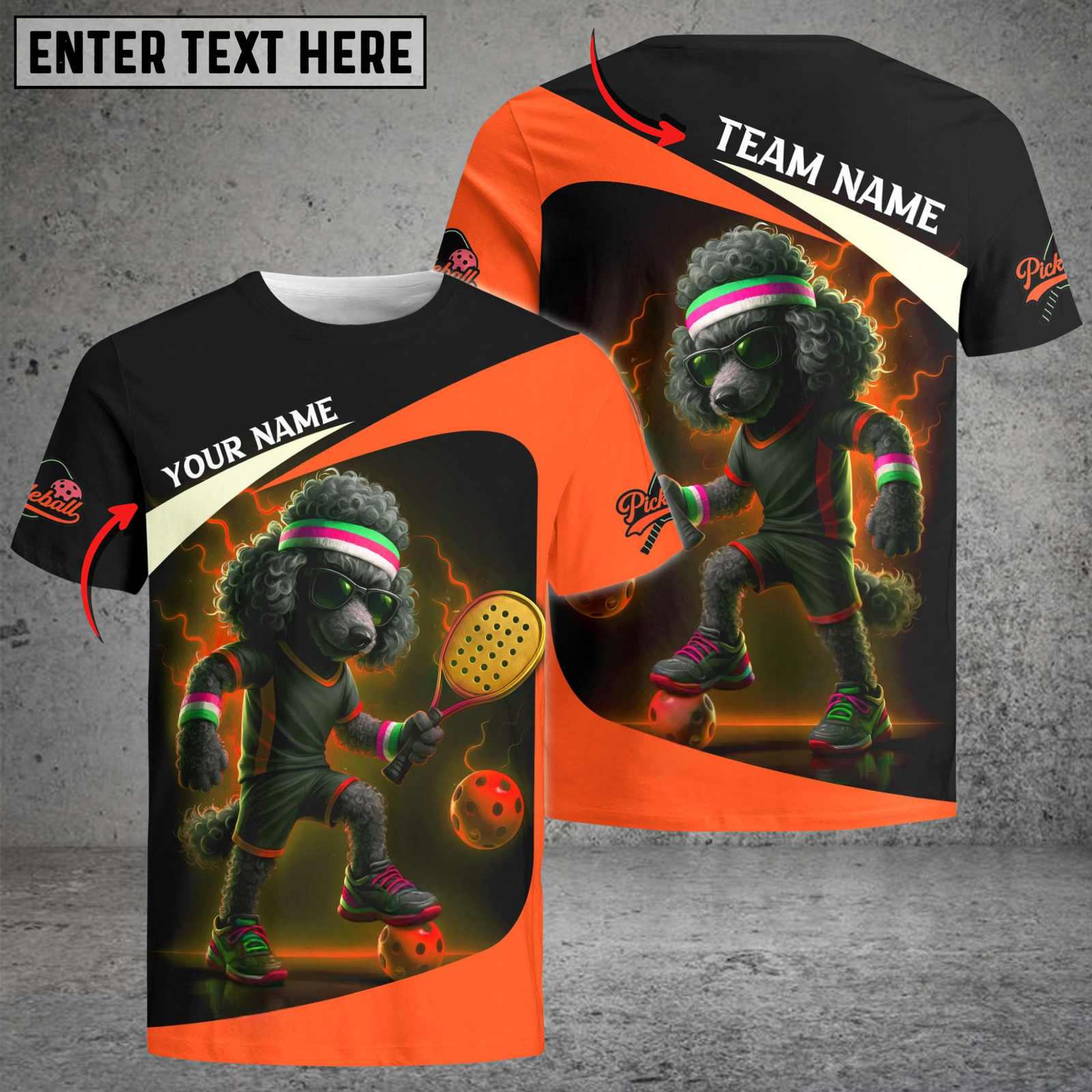 Blisscorners Pickleball Electric Poodle Power Customized Name & Team Name 3D Shirts