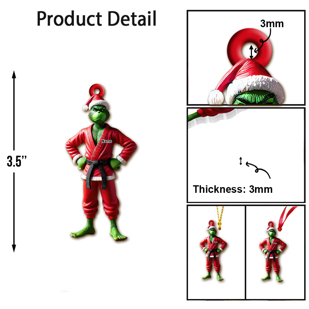 Blisscorners Custom Name Grinch Karate Ornament, Grinch Karate Christmas Gift2D Flat LM2111