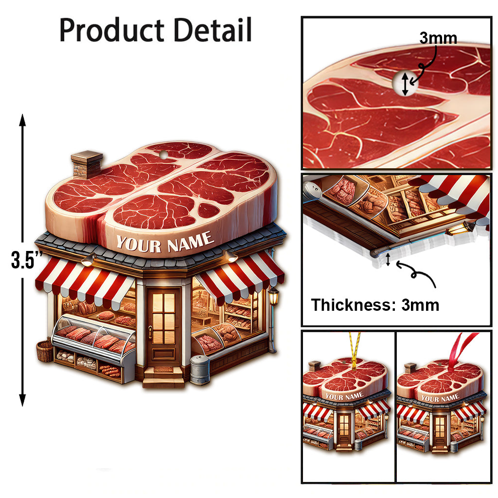 Blisscorners Custom Name Butcher Ornament, Christmas Gift2D Flat LM2211