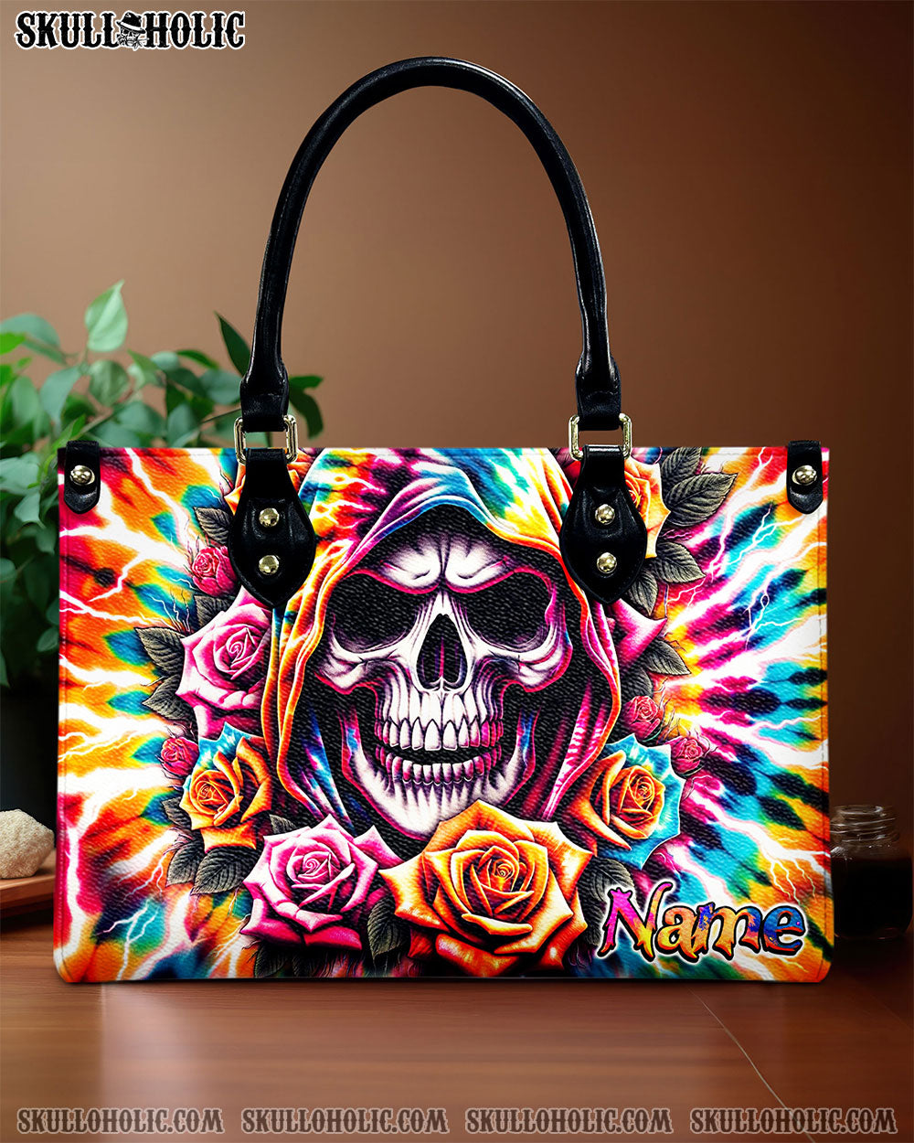 BLISSCORNERS REAPER ROSE TIE DYE LEATHER HANDBAG