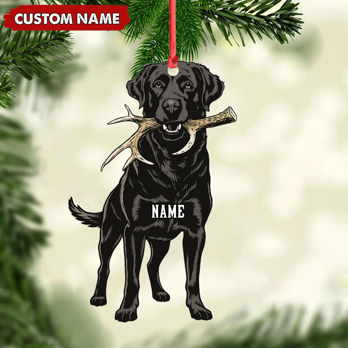 Blisscorners Personalized Black Lab Dog Christmas Ornament - Personalized Hunting Dog Acrylic Decor LM0411