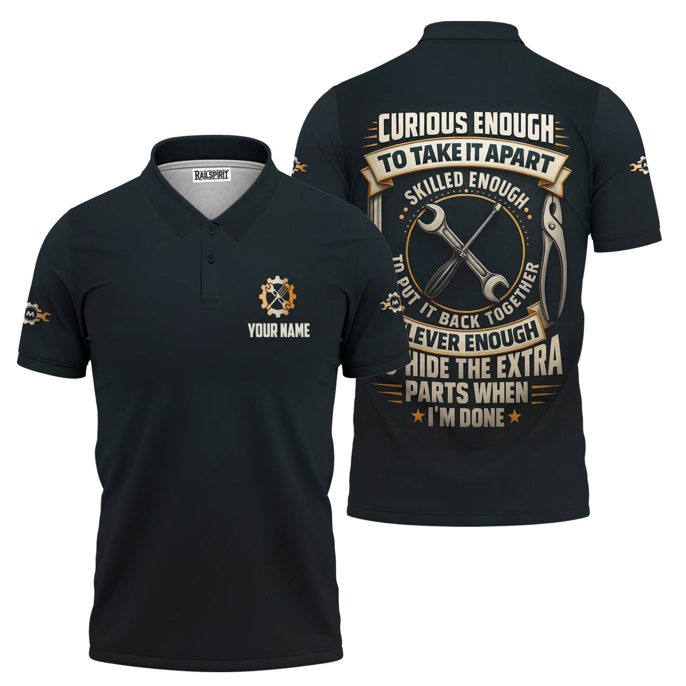 Blisscorners Personalized Mechanic Shirt, Clever Enough To Hide The Extra Parts When I'm Done, Funny Quote Design, Gift For Men