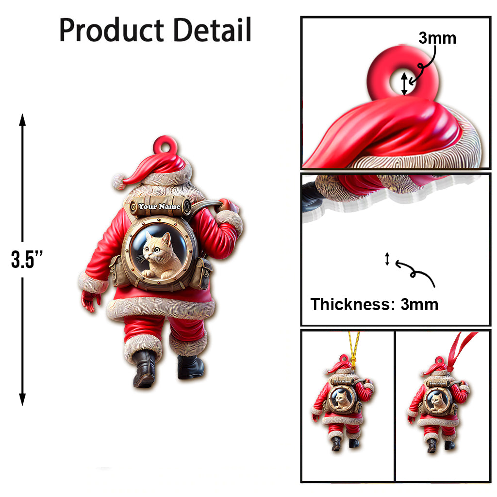 Blisscorners Custom Name Santa and Pet Ornament, Pet Lover Christmas Gift2D Flat LM2111