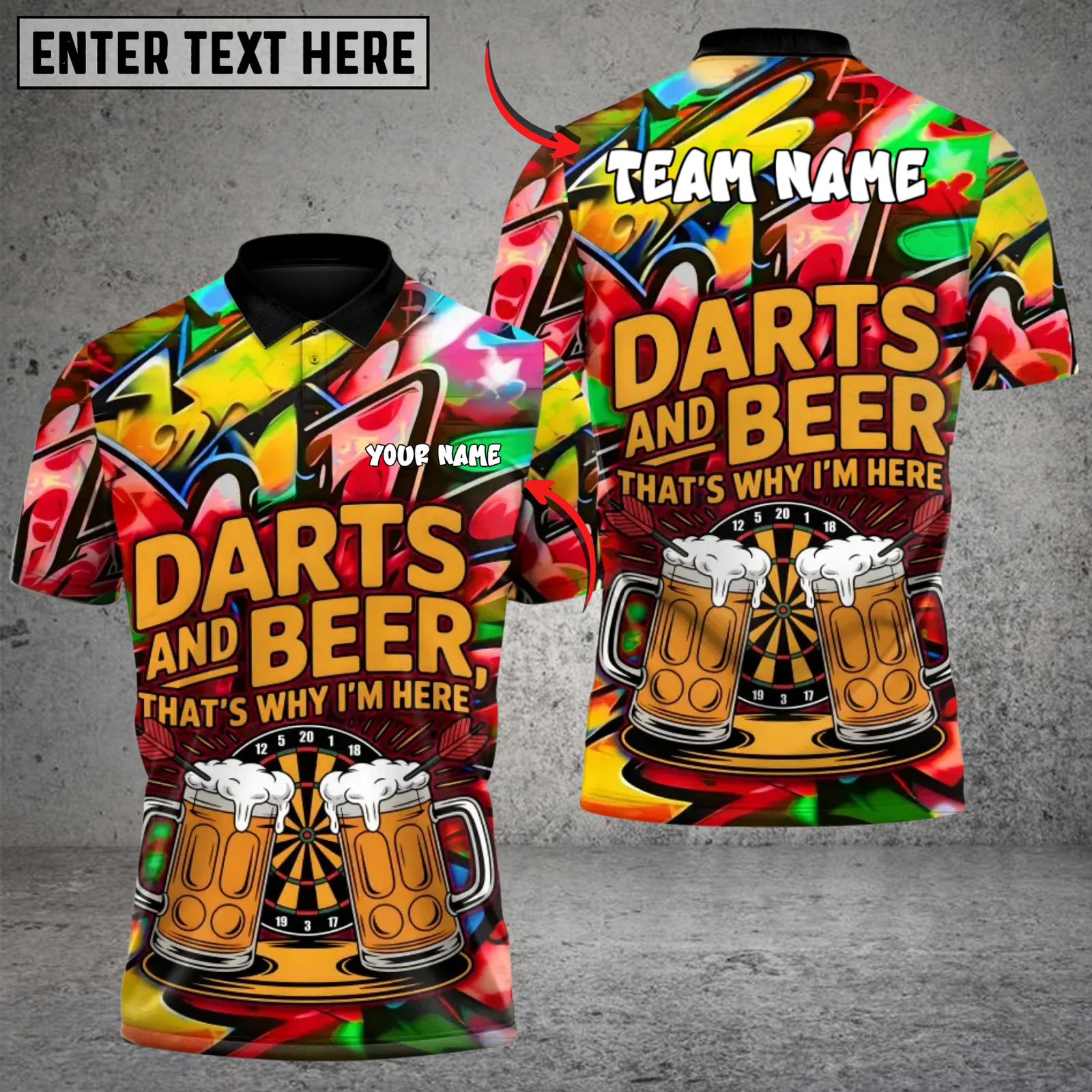 Blisscorners Darts And Beer Graffiti Personalized Name 3D Unisex Shirt