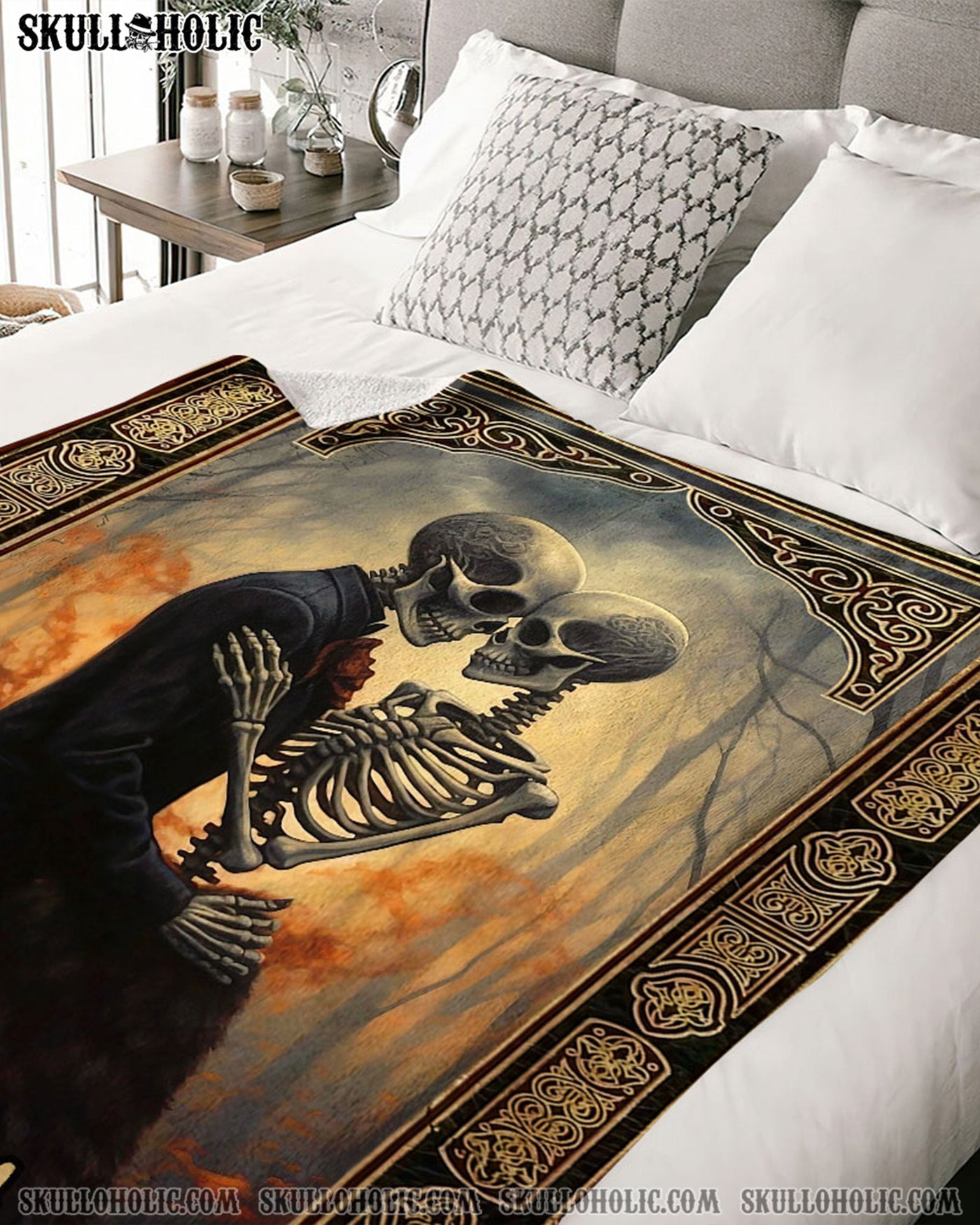 BLISSCORNERS PERSONALIZED SKELETON COUPLE FLEECE BLANKET