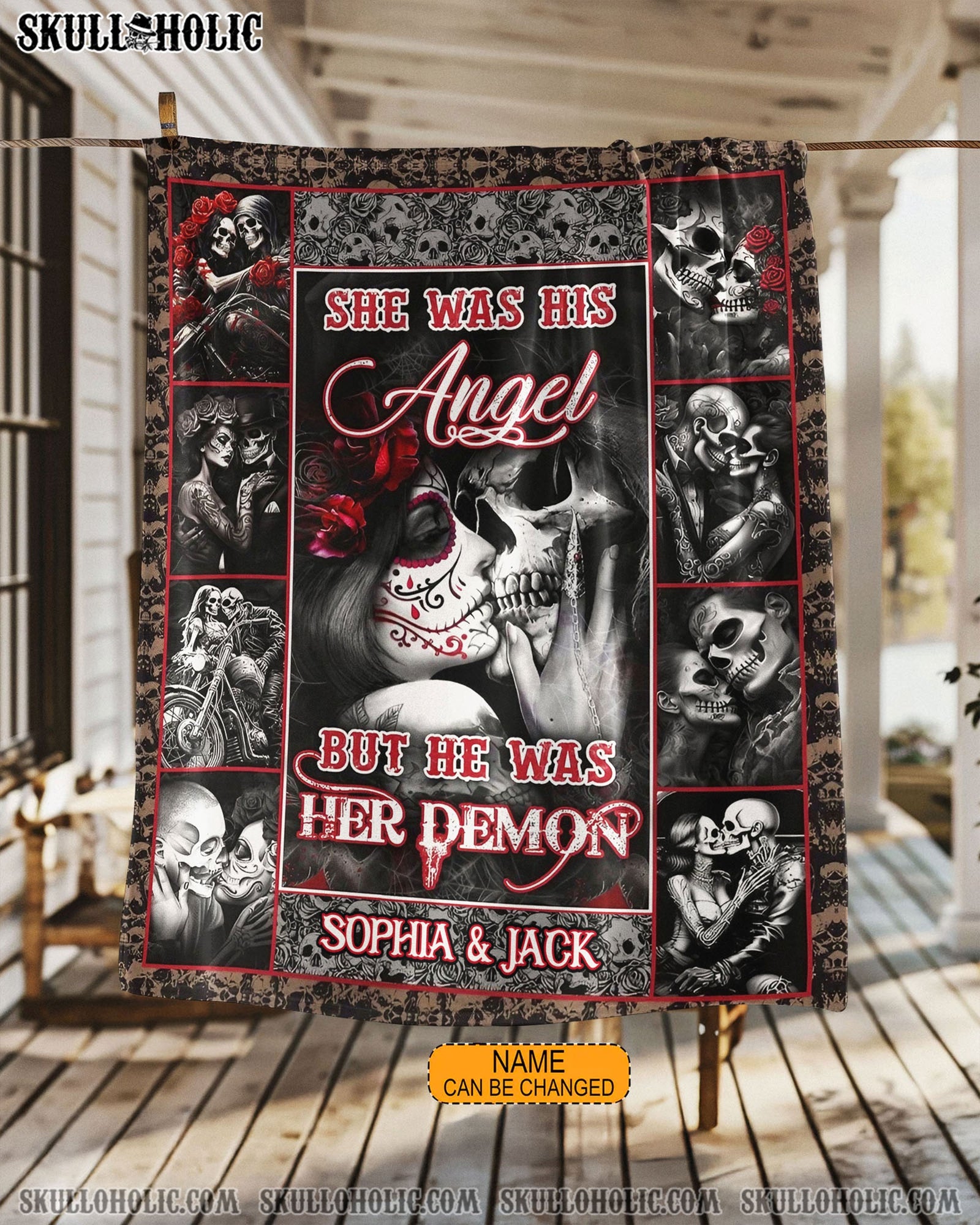 BLISSCORNERS PERSONALIZED SHE WAS HIS ANGEL FLEECE BLANKET